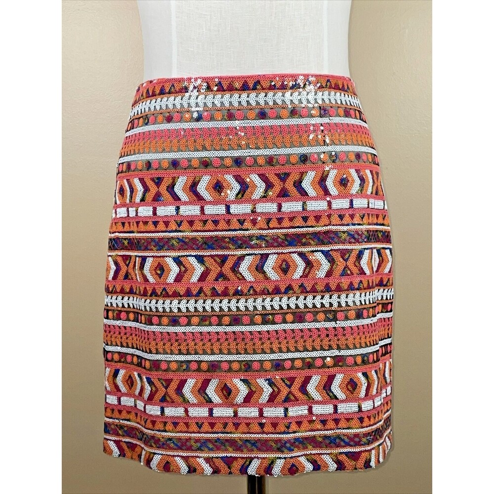 Banana Republic Sequin Sparkly skirt in Size 6 Pink Orange Short Mini